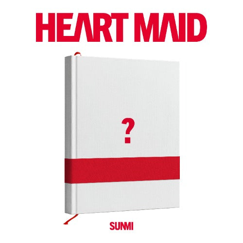 White album with red band and question mark on a white background, featuring the text 'HEART MAID' and 'SUNMI'.