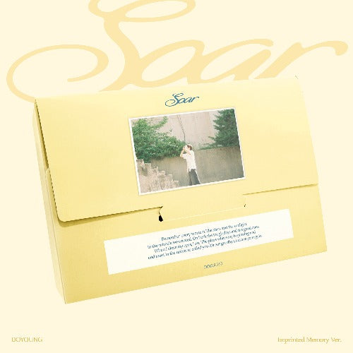 Yellow album with a photo and text on a white background