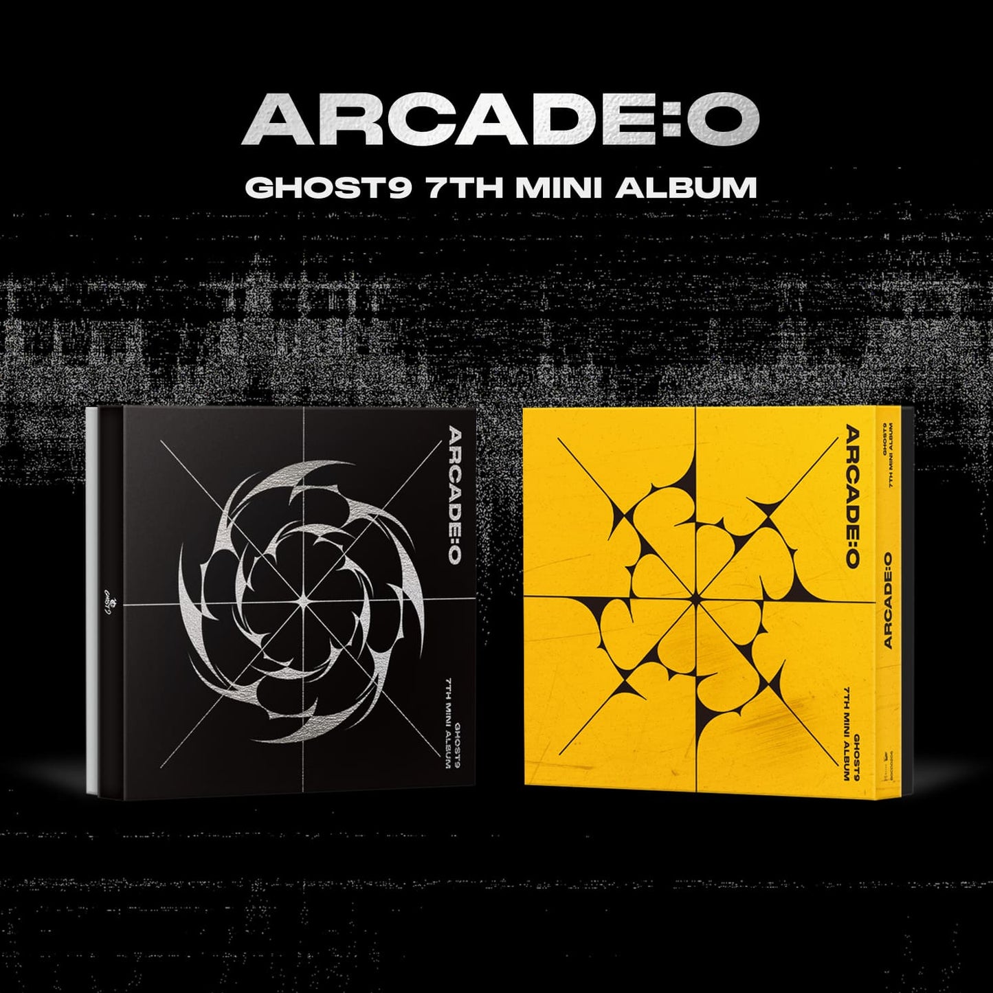 Two album covers for 'Arcade:O' by Ghost9 on a black background
