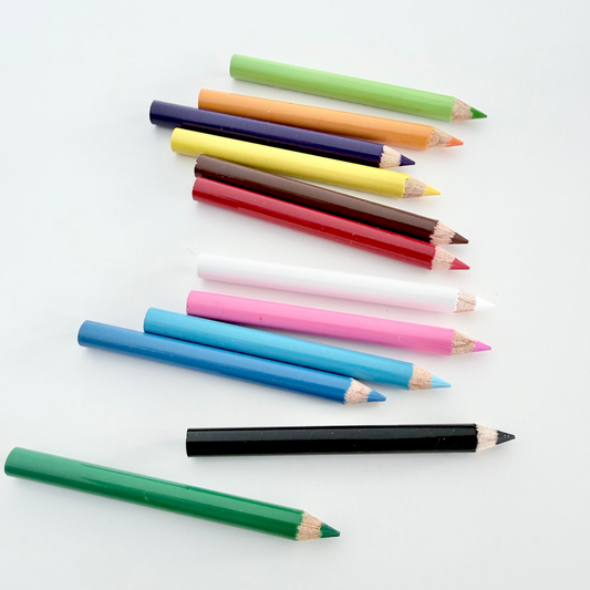 Assorted colored pencils on a white background