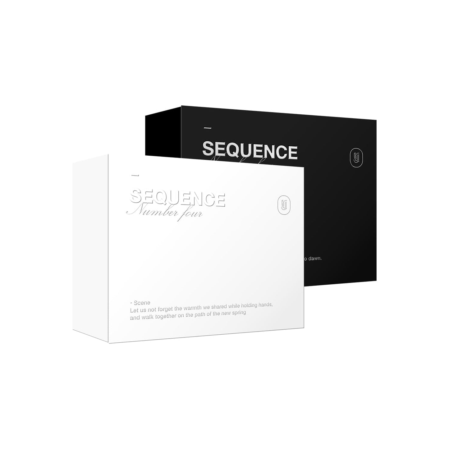 The image shows a album titled 'sequence #4' by KIM JAE JOONG, presented in a white and black cover with the artist's name. The album is contained in a white box with 'sequence' branding and a design that suggests it is a physical music CD.