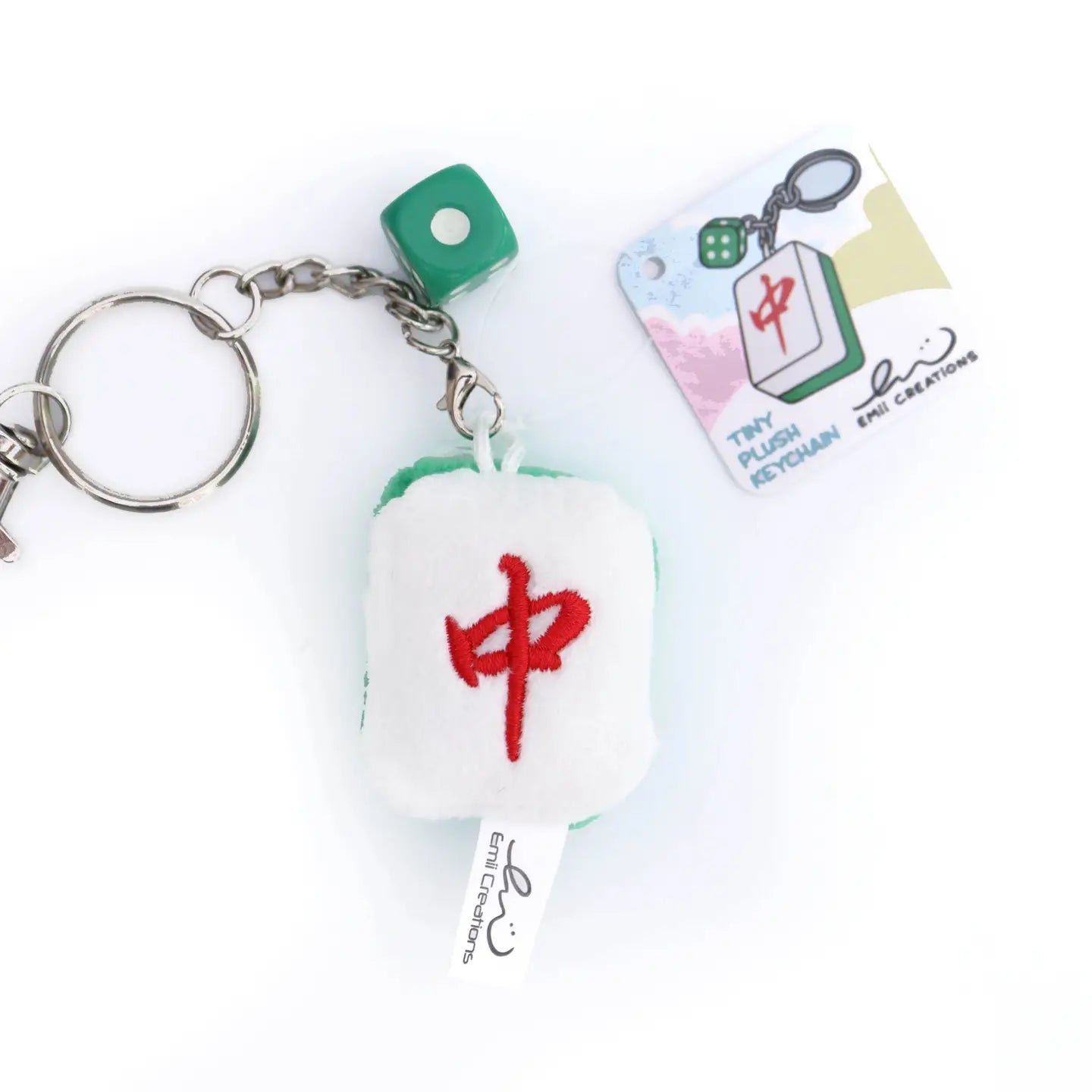 Mahjong Tile Plush Keychain - Zong, Qi, Fa, and Ba Tiles