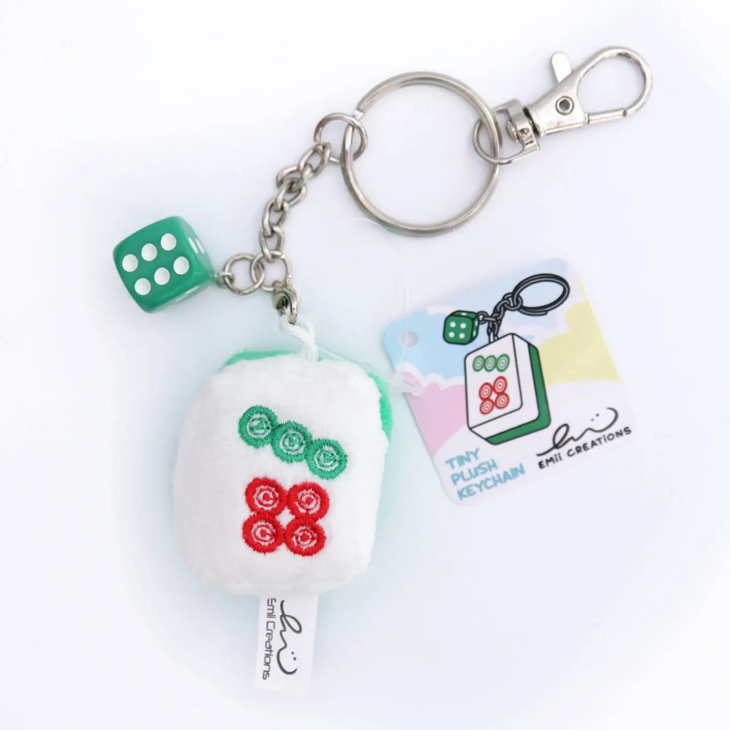 Mahjong Tile Plush Keychain - Zong, Qi, Fa, and Ba Tiles