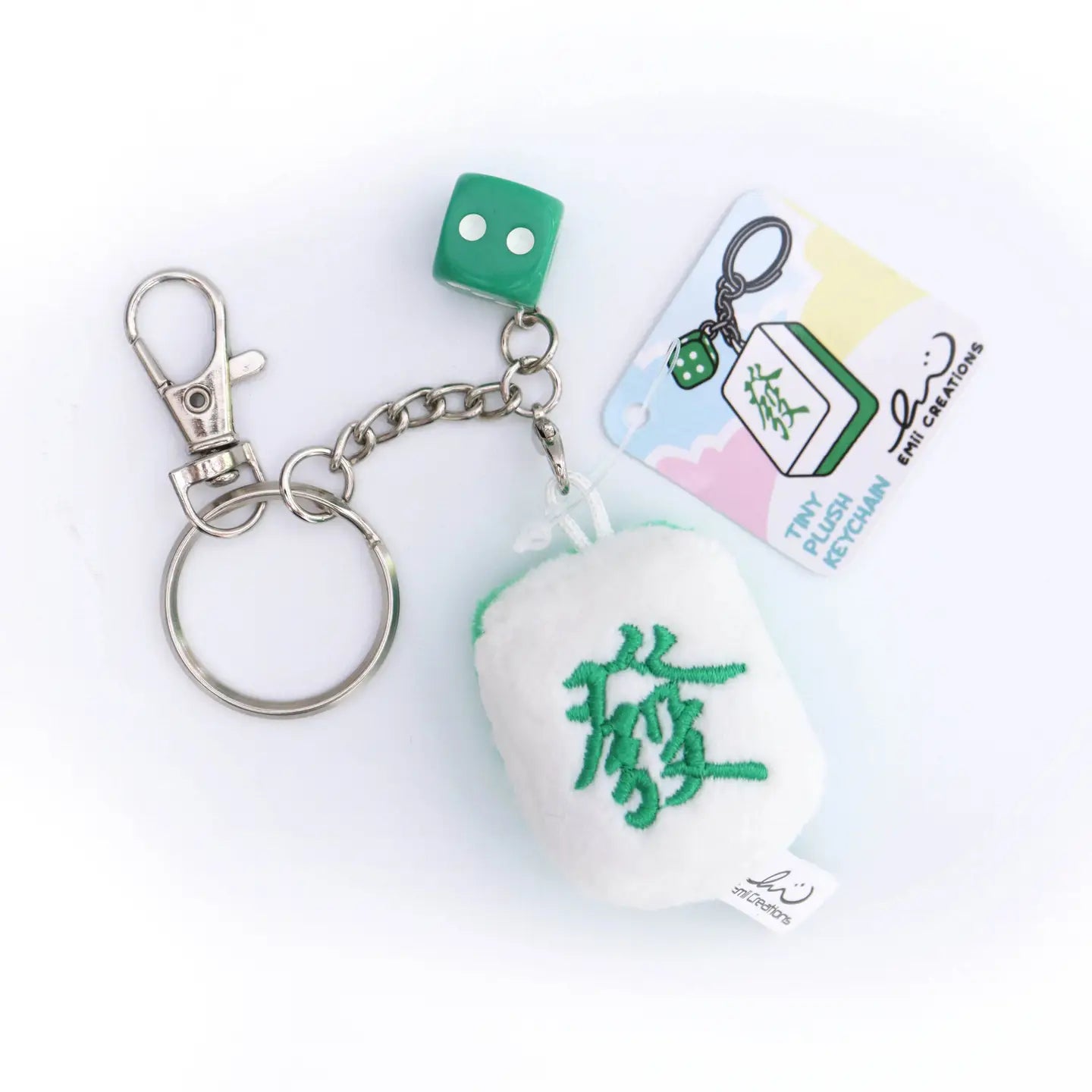 Mahjong Tile Plush Keychain - Zong, Qi, Fa, and Ba Tiles