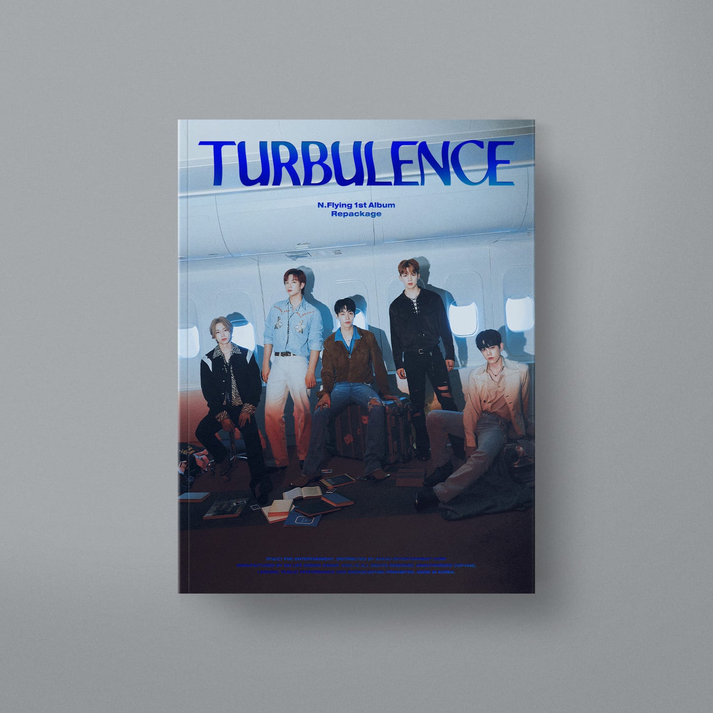 The cover of a album titled 'TURBULENCE' featuring members of the K-pop group N.Flying.