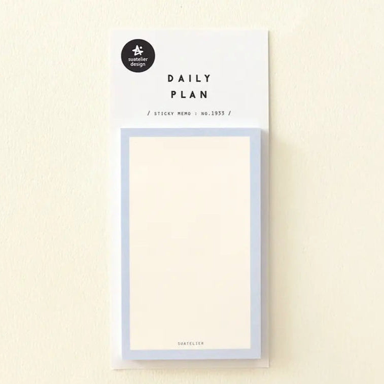 A sticky memo pad with a pastel yellow and blue color scheme, labeled 'DAILY PLAN' and 'No.1933'.
