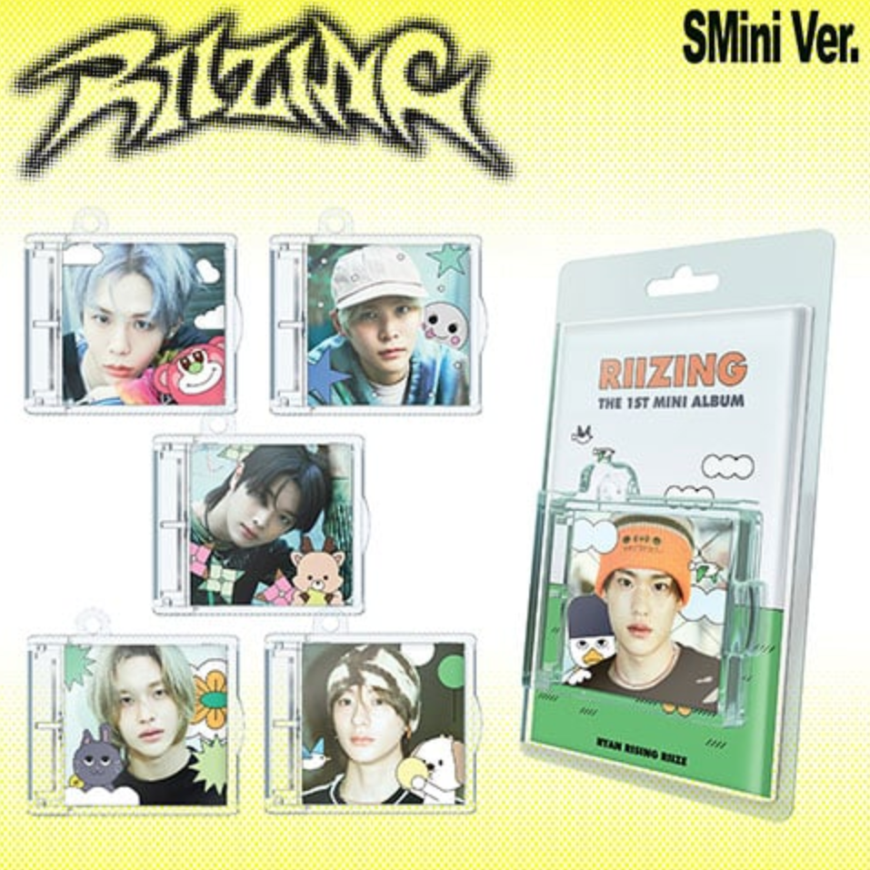 Album packaging with character illustrations on a yellow background