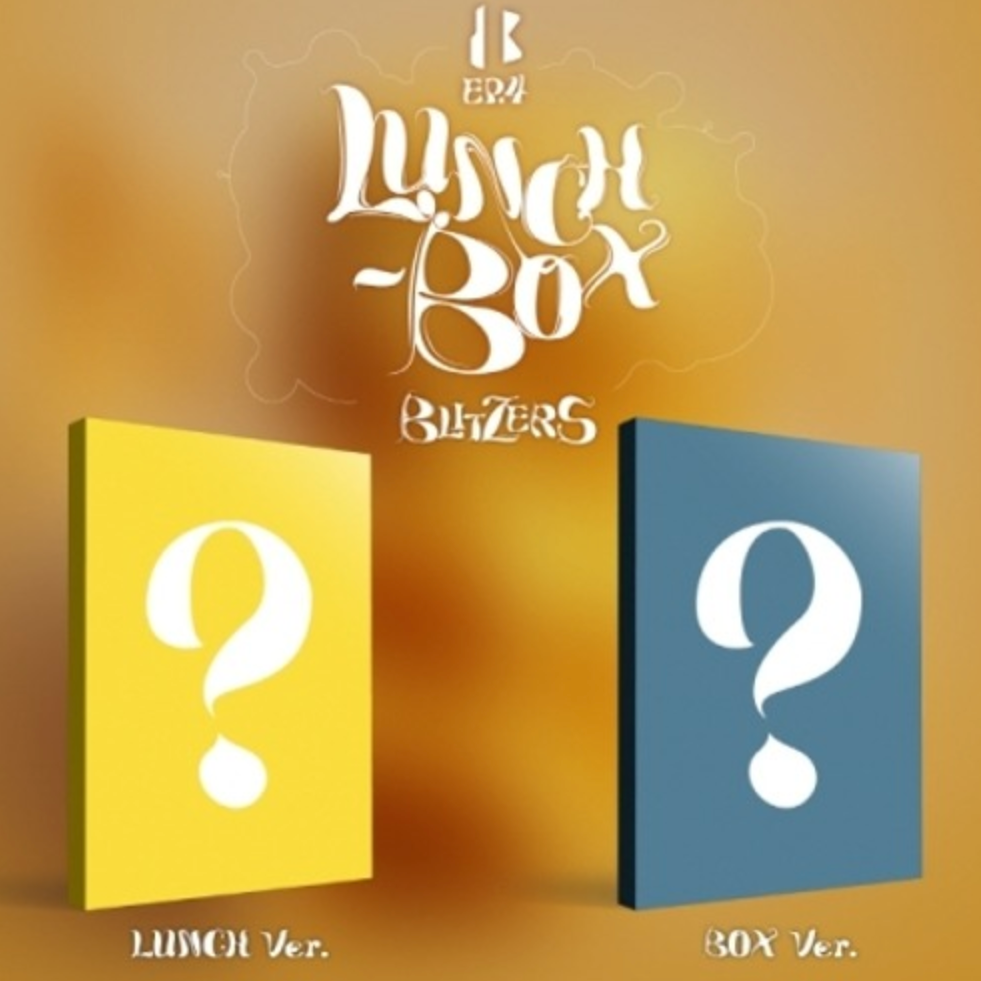 Two rectangular album covers, one in yellow and the other in blue, with a question mark symbol in the center. The text 'LUNCH-BOX' and 'EP4' are visible on the covers.
