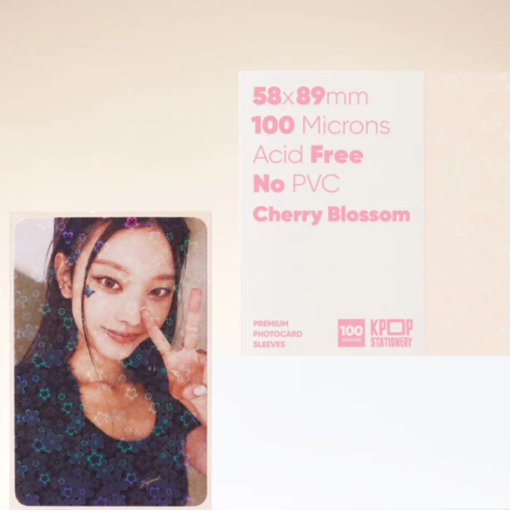 Holographic Cherry Blossom Sleeves, 58 x 89mm