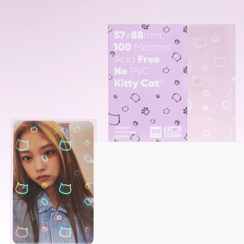 card sleeves 58 x 89 KPOP Stationery Holographic Kitty Sleeves, 58 x 89 mm – Pacific Alley Co