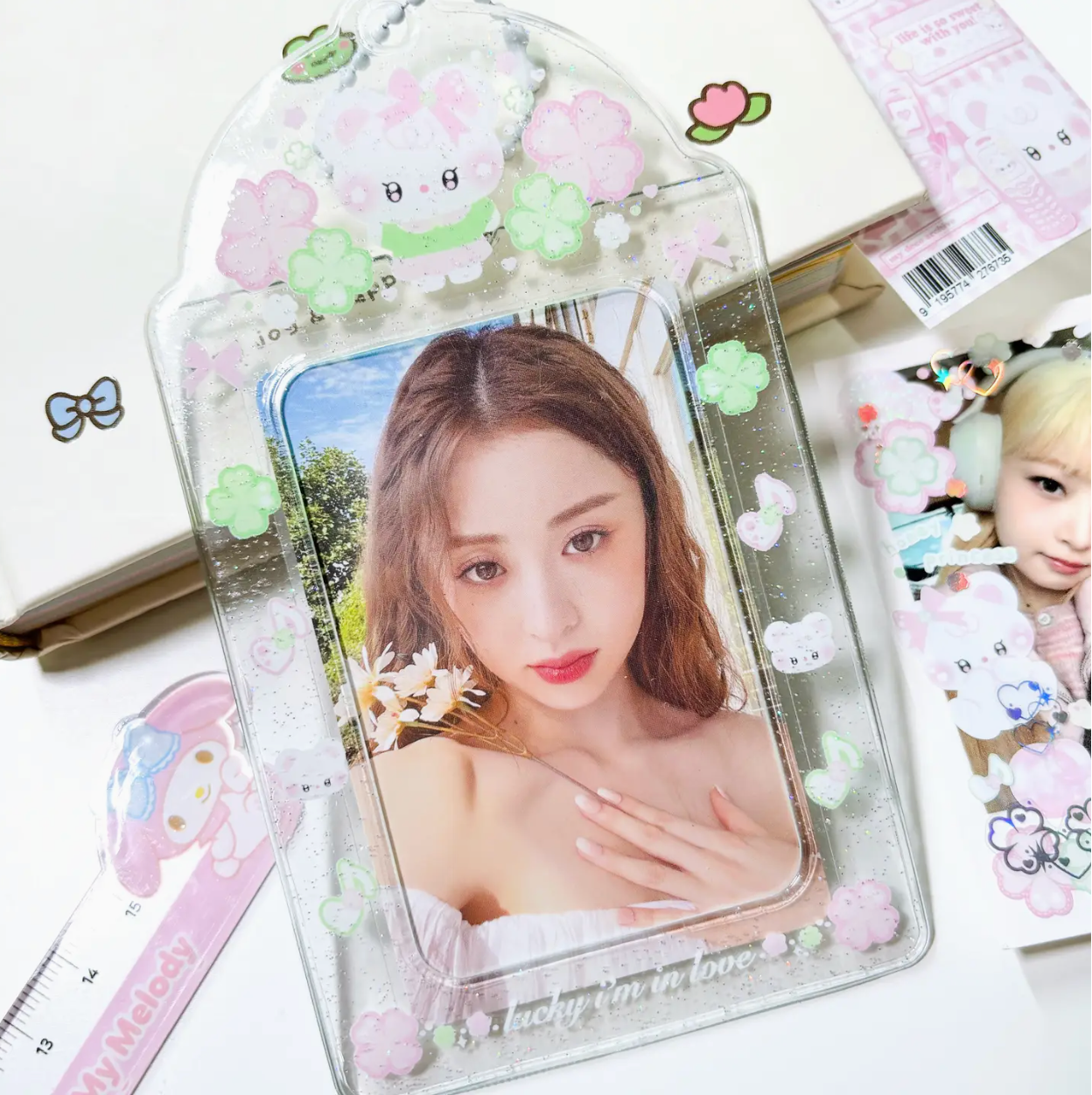 Honey Clover Clear Glitter Photocard Holder