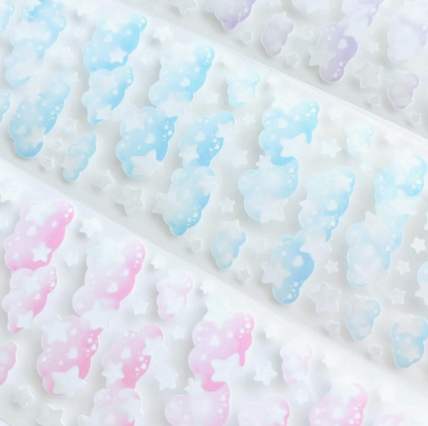 Dreamy Cloud Clusters Deco Sticker Sheet - Purple