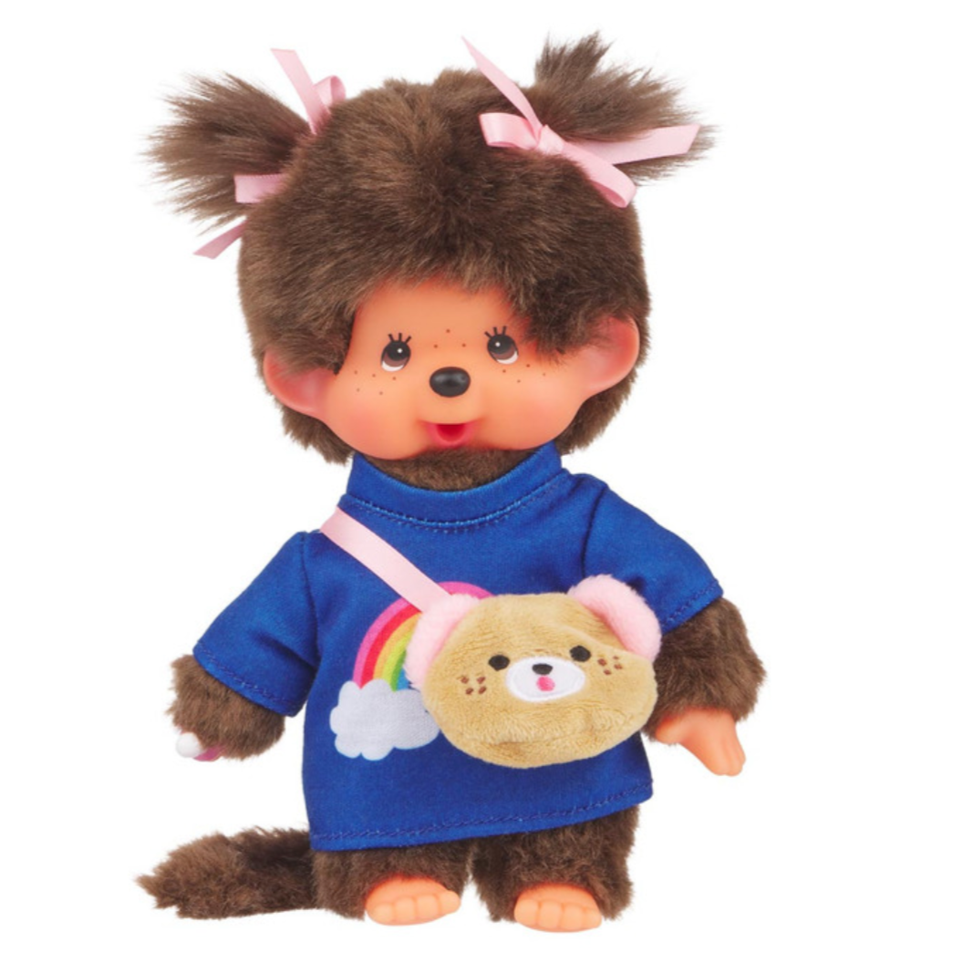 Sekiguchi Monchhichi Classic Girl with Kawaii Messenger Bag Plush Doll