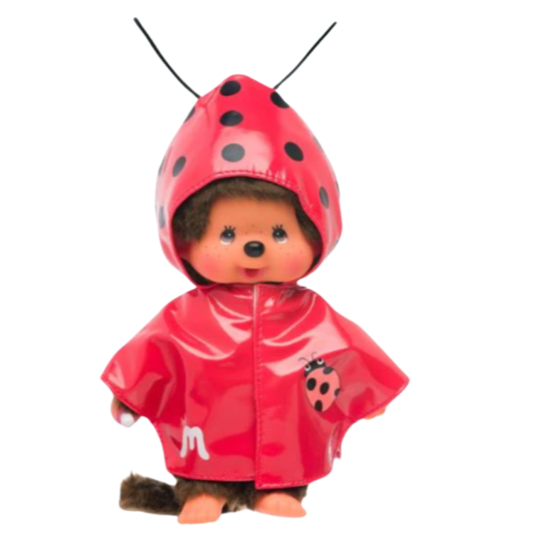 Monchhichi Boy in Ladybug Raincoat 8 inch Plush