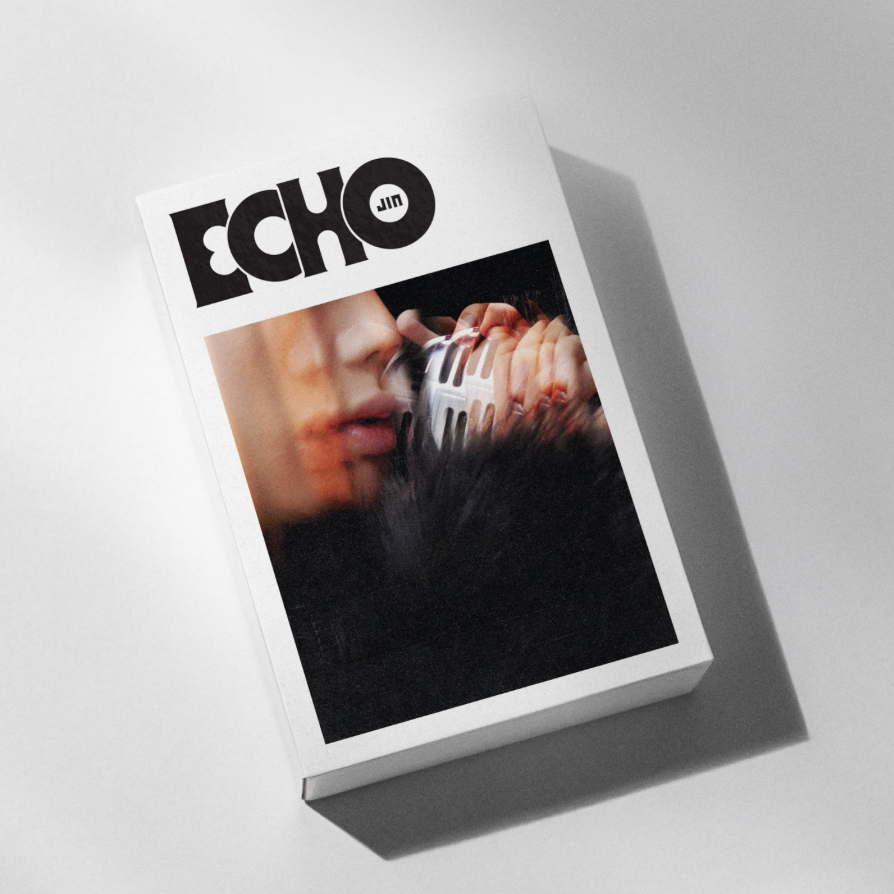 Album packaging with 'ECHO' branding on a gray background