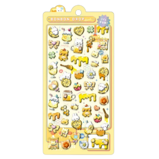 Packaged set of decorative stickers with various designs on a white background