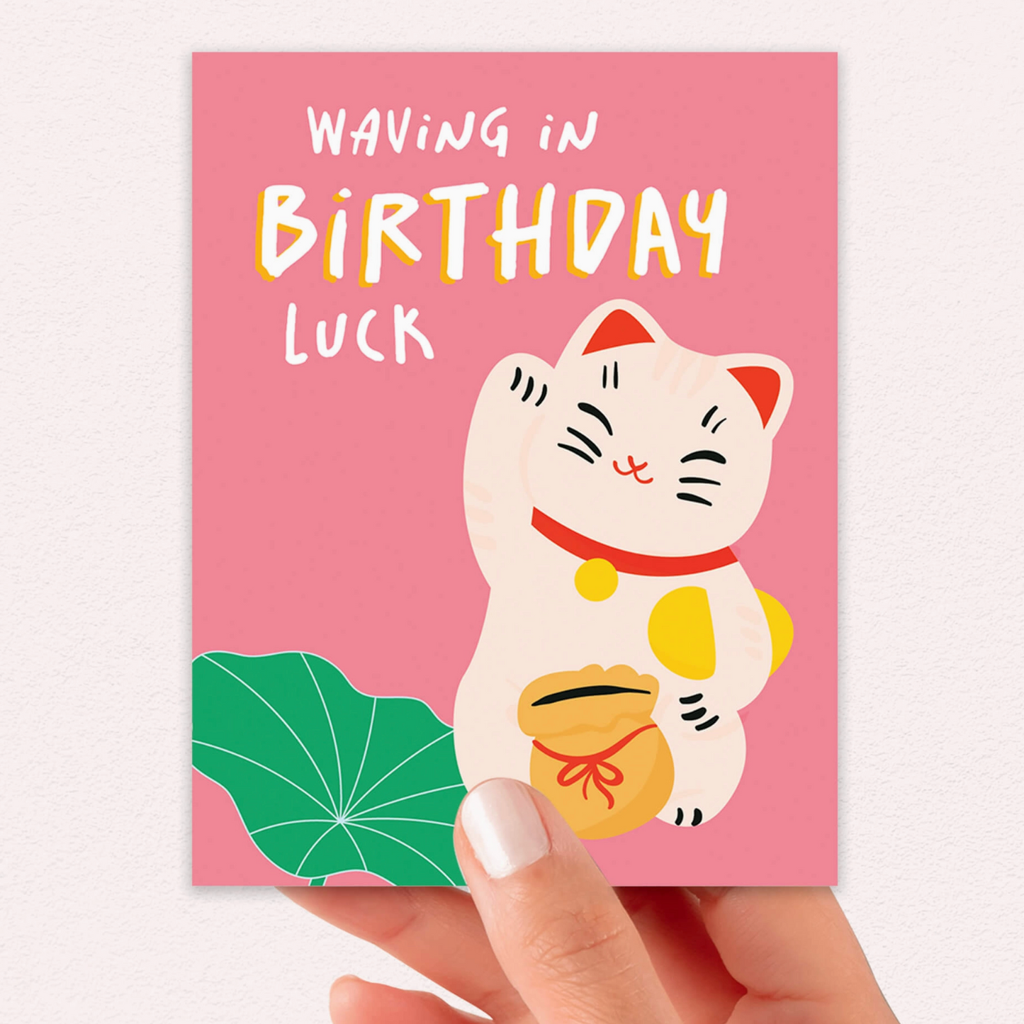 Waving in Luck Funny Birthday Card
