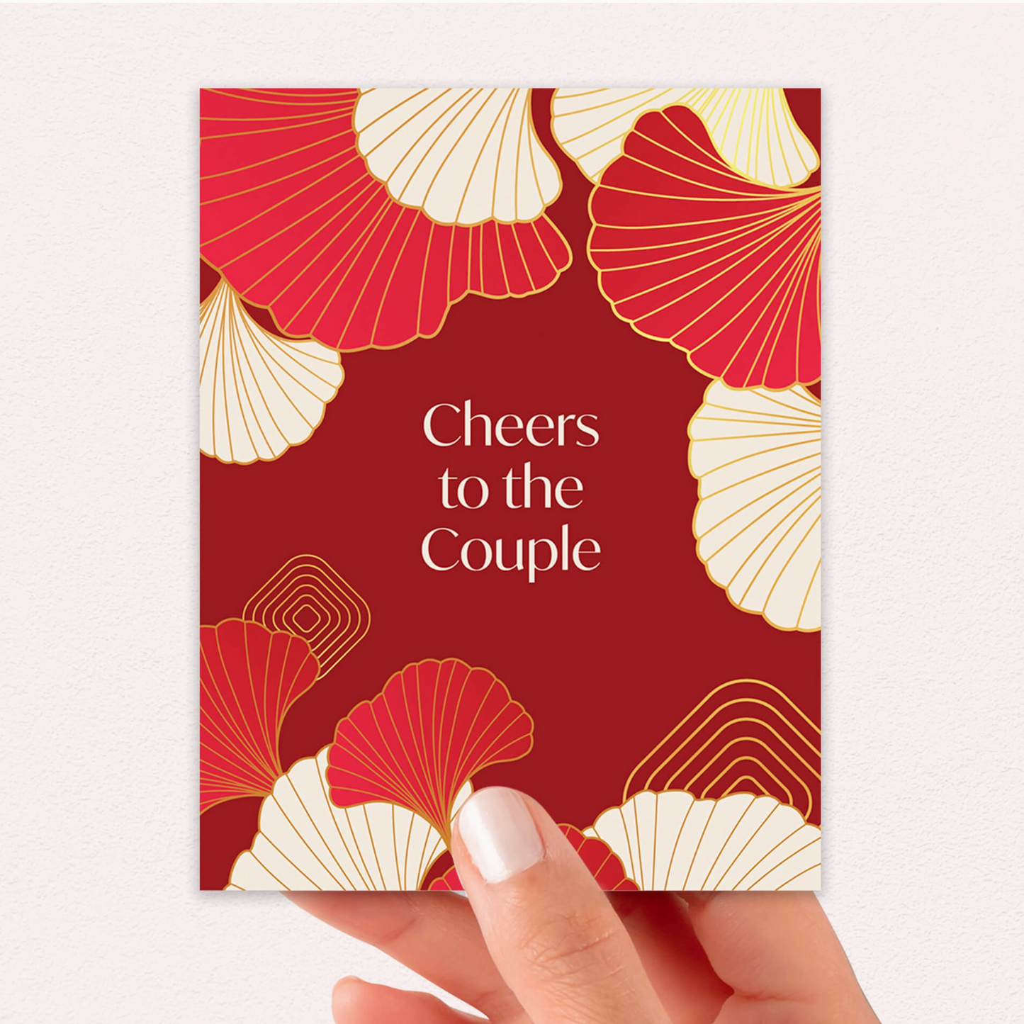 Red & Gold Gingko Wedding Card