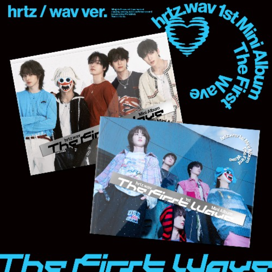 Album for hrtz.wav's 1st Mini Album 'The First Wave' with album cover and band members.