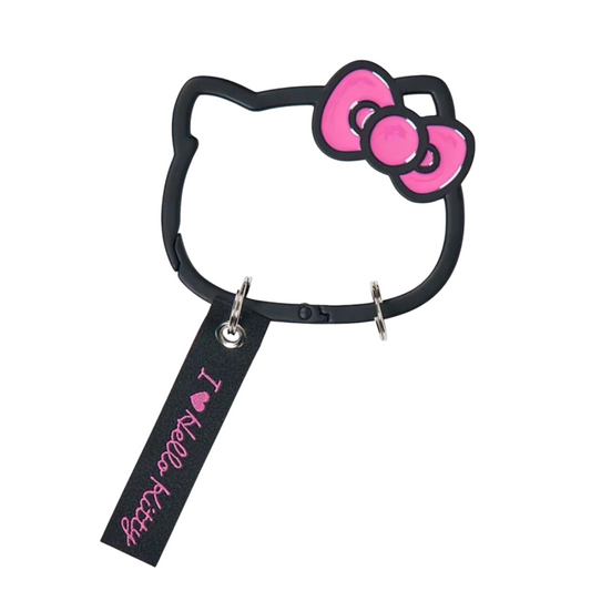 Hello Kitty headband with pink bow and 'I ❤️ Hello Kitty' tag on a white background