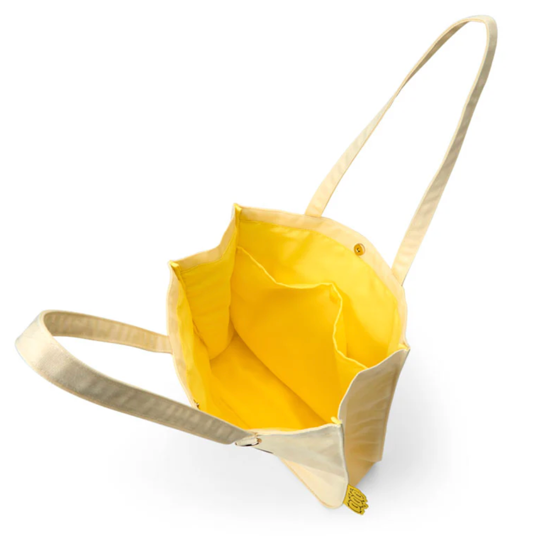 Yellow bag with a strap on a white background