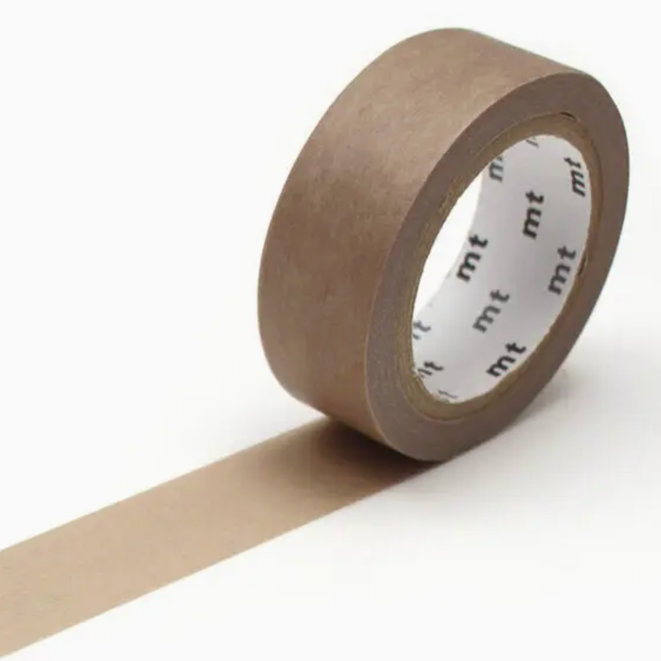 Brown tape with 'mt' branding on a white background
