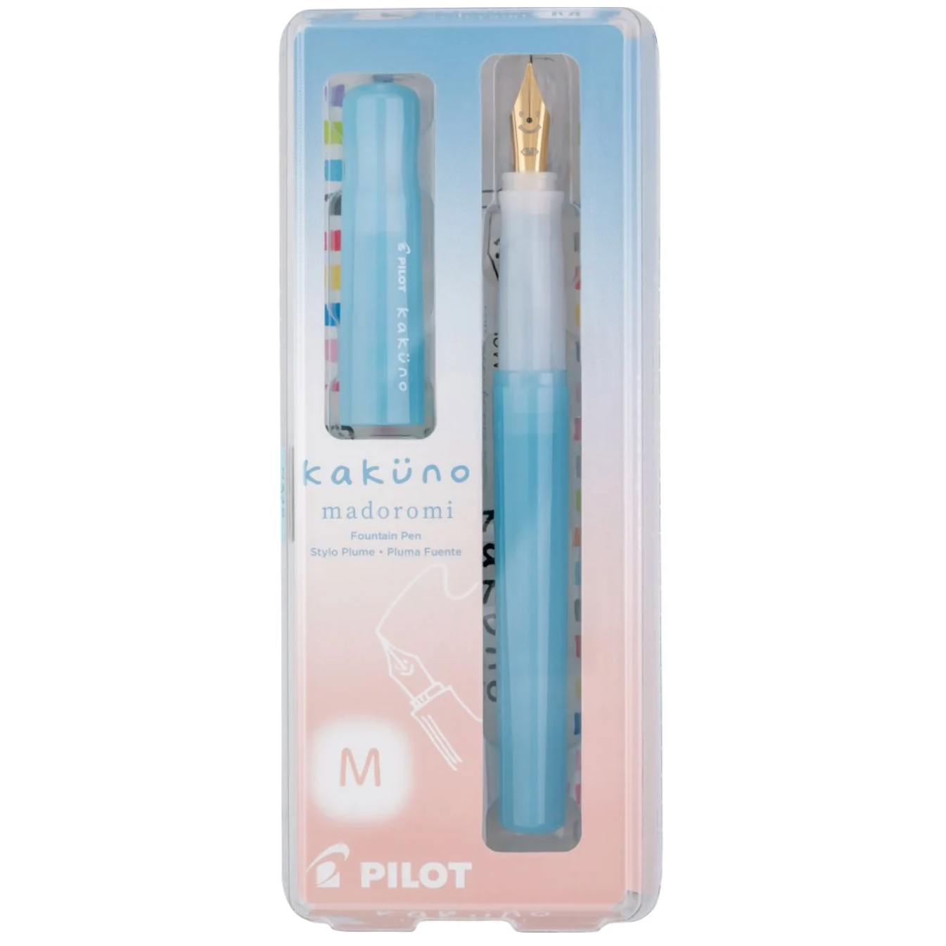 KAKUNO FOUNTAIN PEN MADOROMI MEDIUM GOLD NIB - LIGHT BLUE