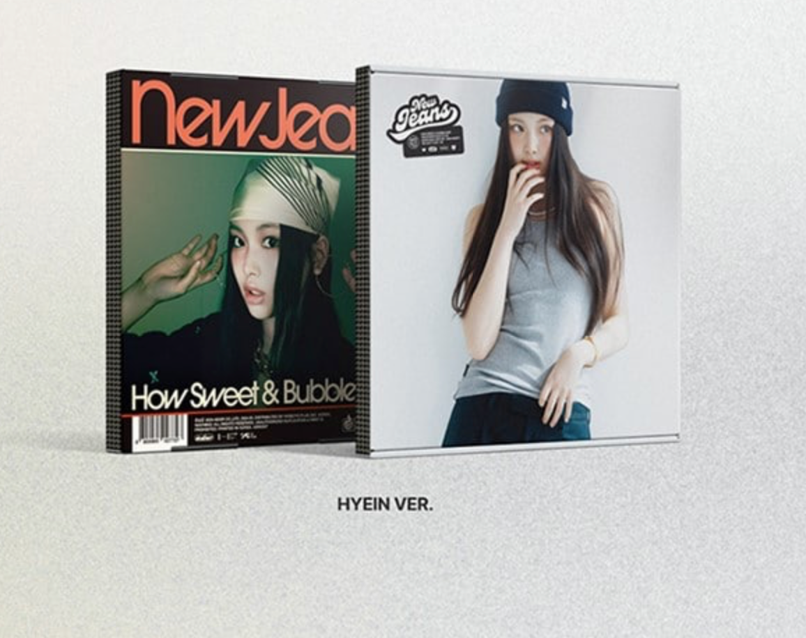 Picture of both sides of the Album, featuring Hyein of the KPOP group NewJeans.