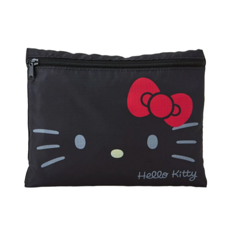 Black pouch with Hello Kitty face design on a white background