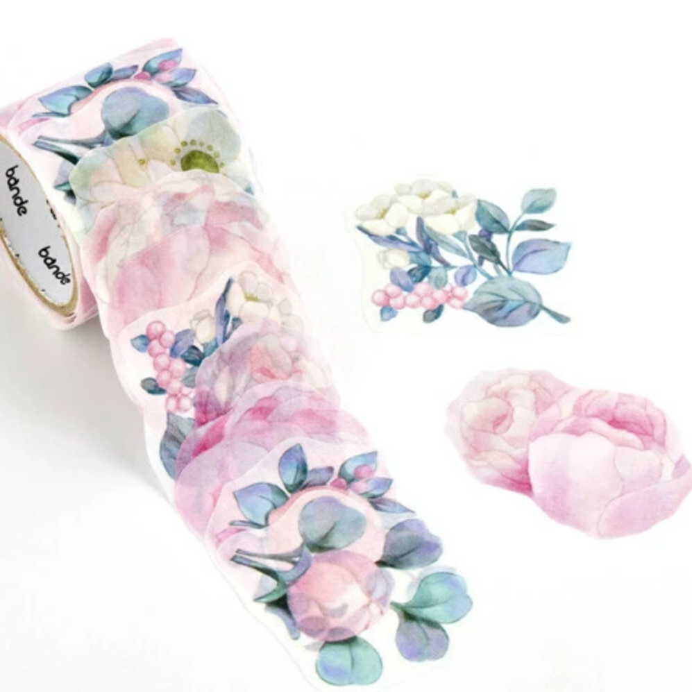Washi Tape Masking Roll Sticker - Peony Bouquet