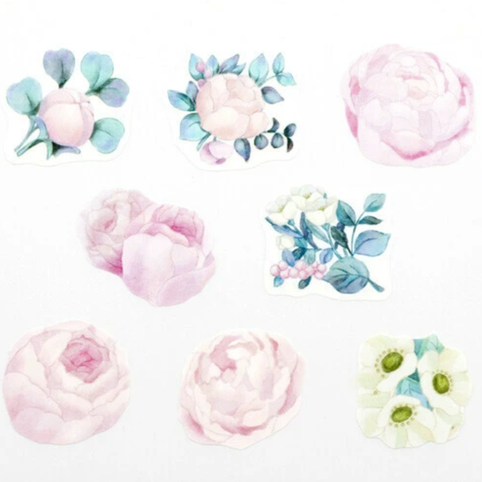 Washi Tape Masking Roll Sticker - Peony Bouquet