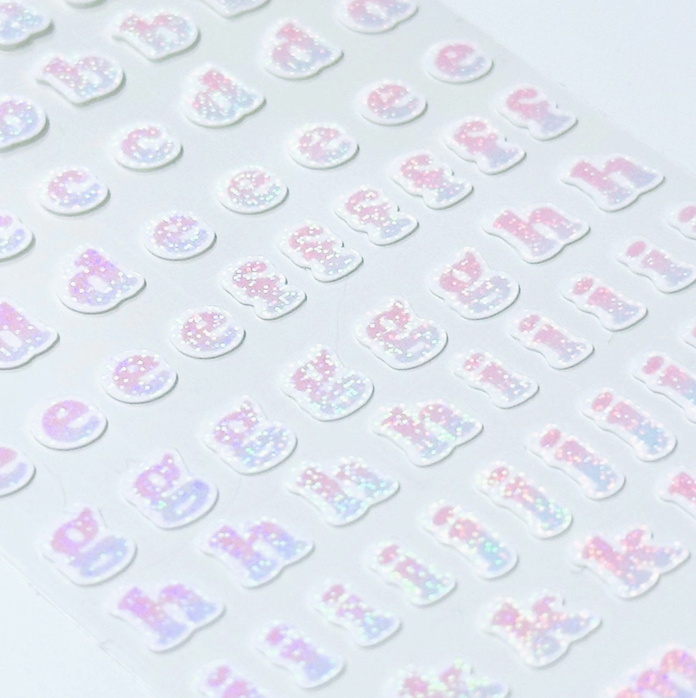 Pastel Two-Tone Gradient Letter Abc Deco Sticker Sheet - Pink Purple