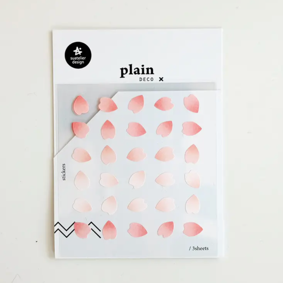 Pack of sakura leaves stickers with a plain design on a white background
