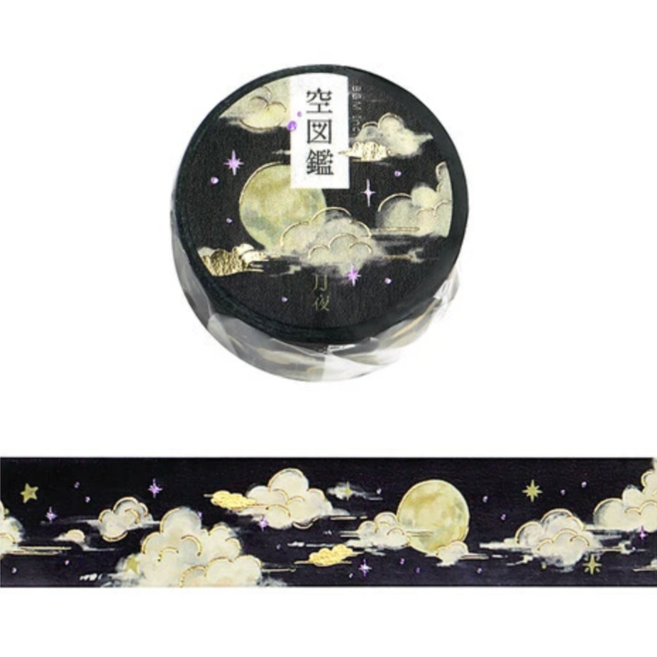 Sky Illustration Foil Washi Tape - Moonlit Night