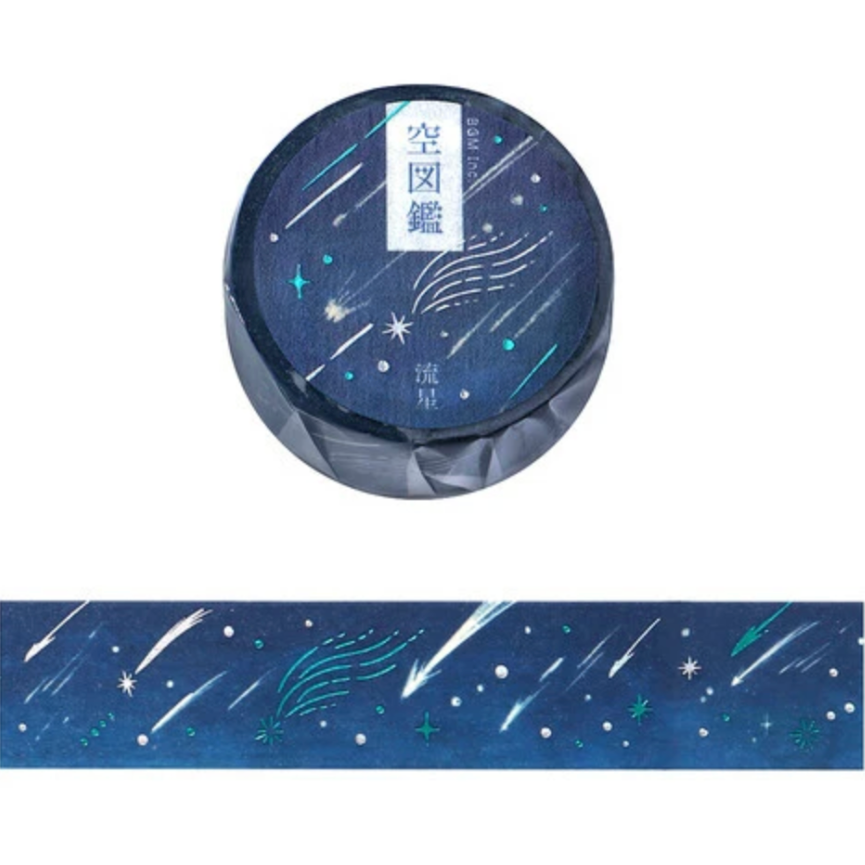 Sky Illustration Foil Washi Tape - Meteor