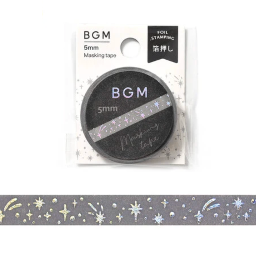 BGM 5mm masking tape with foil stamping design on a white background