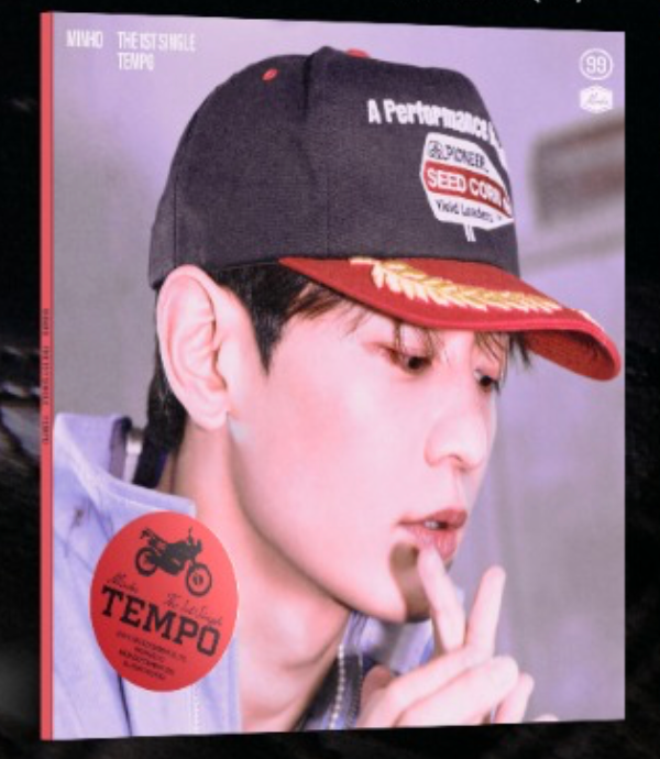 Person wearing a cap with branding and a visible brand logo on a album cover titled Tempo