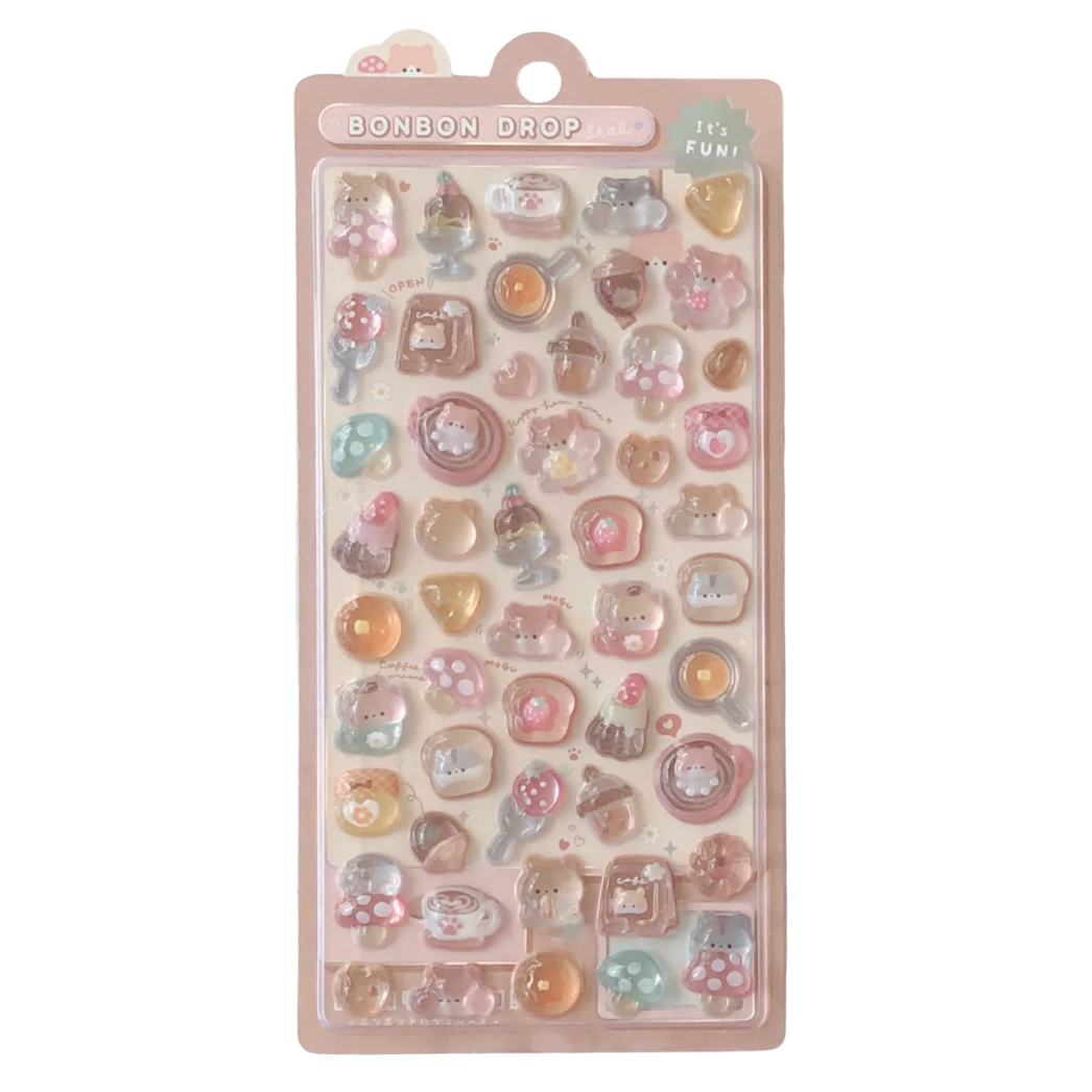 Pack of decorative stickers with cute designs on a white background