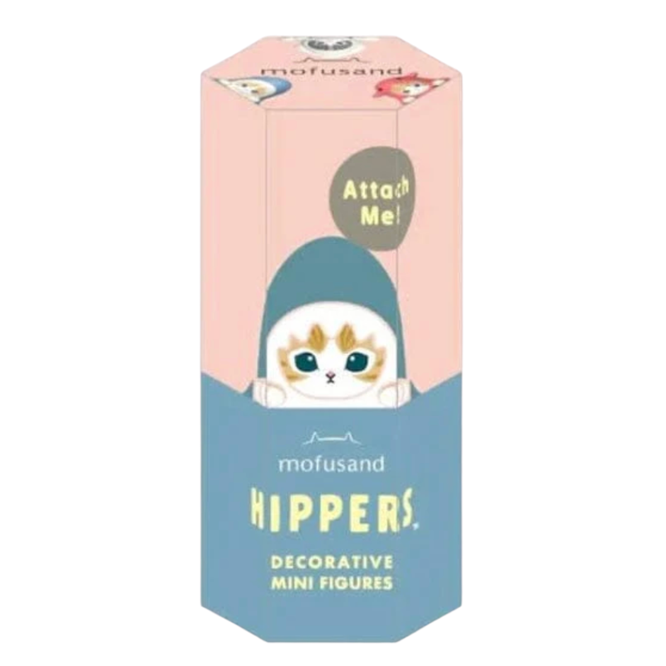 Box of mofusand Hippers decorative mini figures with a cat design on a white background