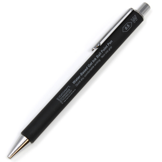 Black ballpoint pen on a white background