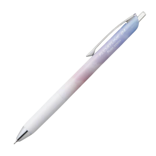 A retractable ballpoint pen with a white barrel featuring a soft pastel gradient transitioning from light blue to lavender and pink. The pen is shown diagonally on a plain white background.