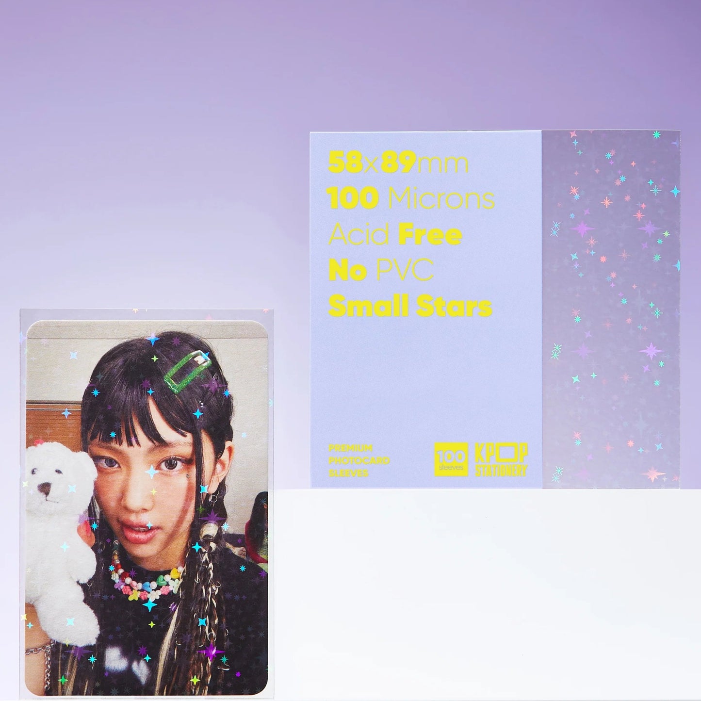 Holographic Small Stars Sleeves, 58 x 89mm
