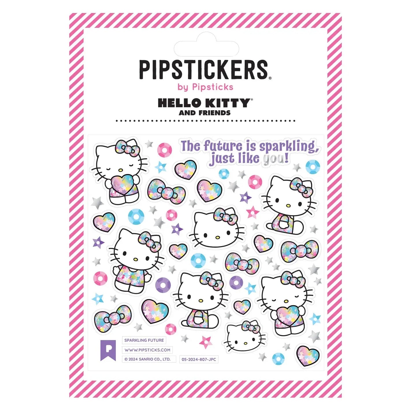 Pipsticks Hello Kitty and Friends sticker sheet with colorful designs on a white background