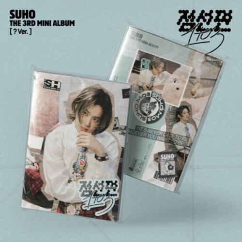 An image showing the packaging of SUHO's 3rd mini album, with the artist's image and tracklisting visible.
