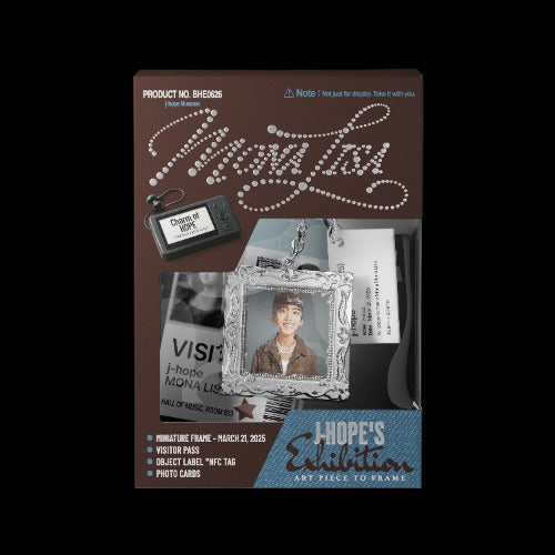 Product packaging for a mini frame with a photo of a person, featuring 'J-Hope's Exhibition' branding.