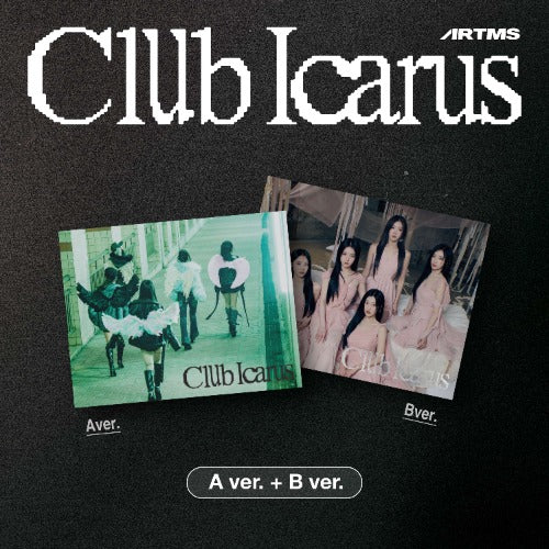 Album cover for 'Club Icarus' by A.R.T.M.S with two versions labeled Aver. and Bver.