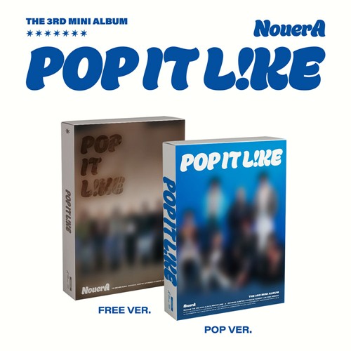 Two versions of a music album packaging for 'Pop It Like' by Nouera on a white background.