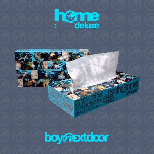 Picture of BOYNEXTDOOR 1st Studio Album Repackage [HOME : DELUXE] (Weverse Ablums Ver.), which looks to be lke a tissue box. 