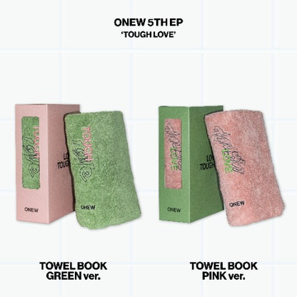 Two towel books, one green and one pink, with packaging on a white background.