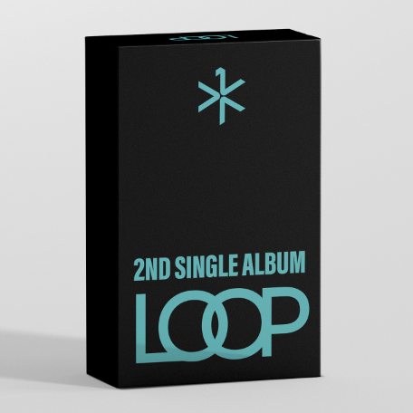 A black rectangular box for the K-pop group LOOP's 2nd Single Album, featuring a light blue asterisk logo and the text '2ND SINGLE ALBUM LOOP' on a light gray background.